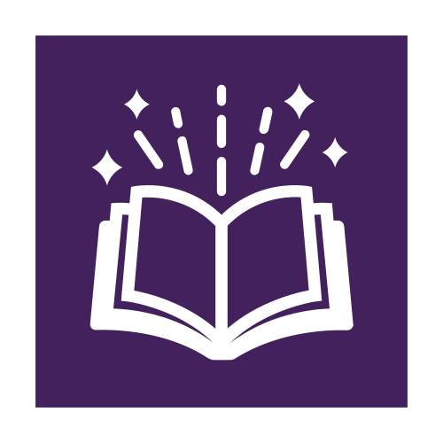 story book icon on purple background